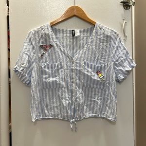 H&M strip blue top